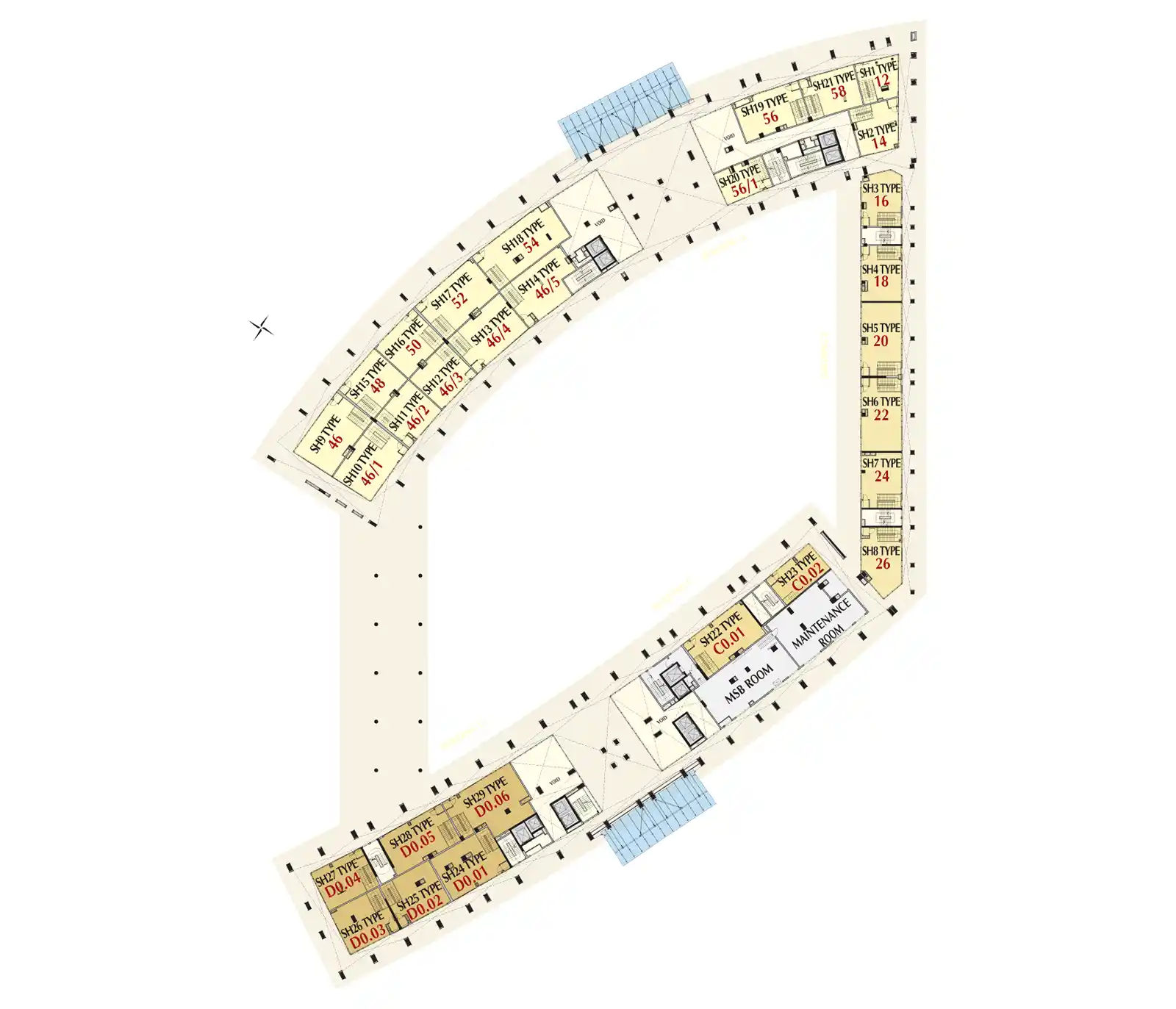 Mặt bằng Căn hộ Midtown M8 The Peak (M8A)- Tầng 2