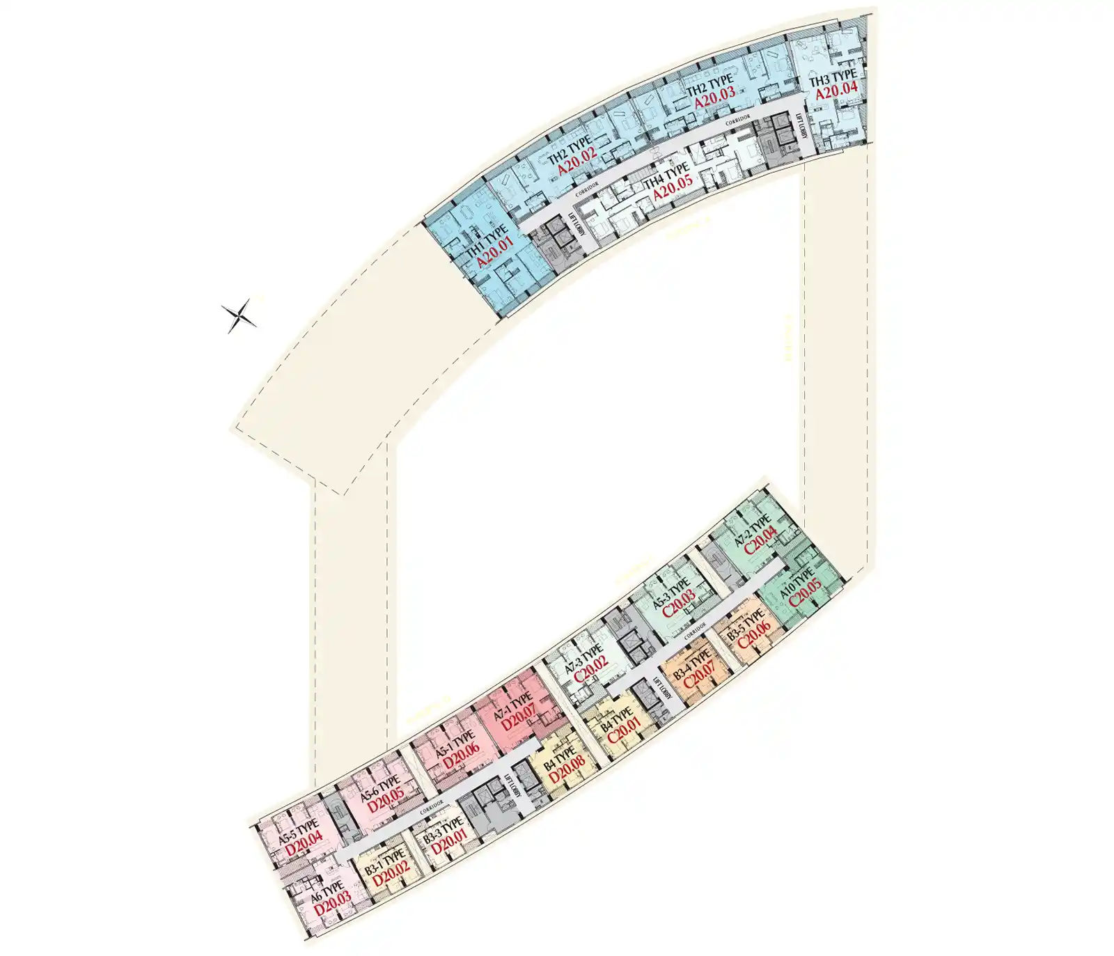 Mặt bằng Căn hộ Midtown M8 The Peak (M8A)- Tầng 21