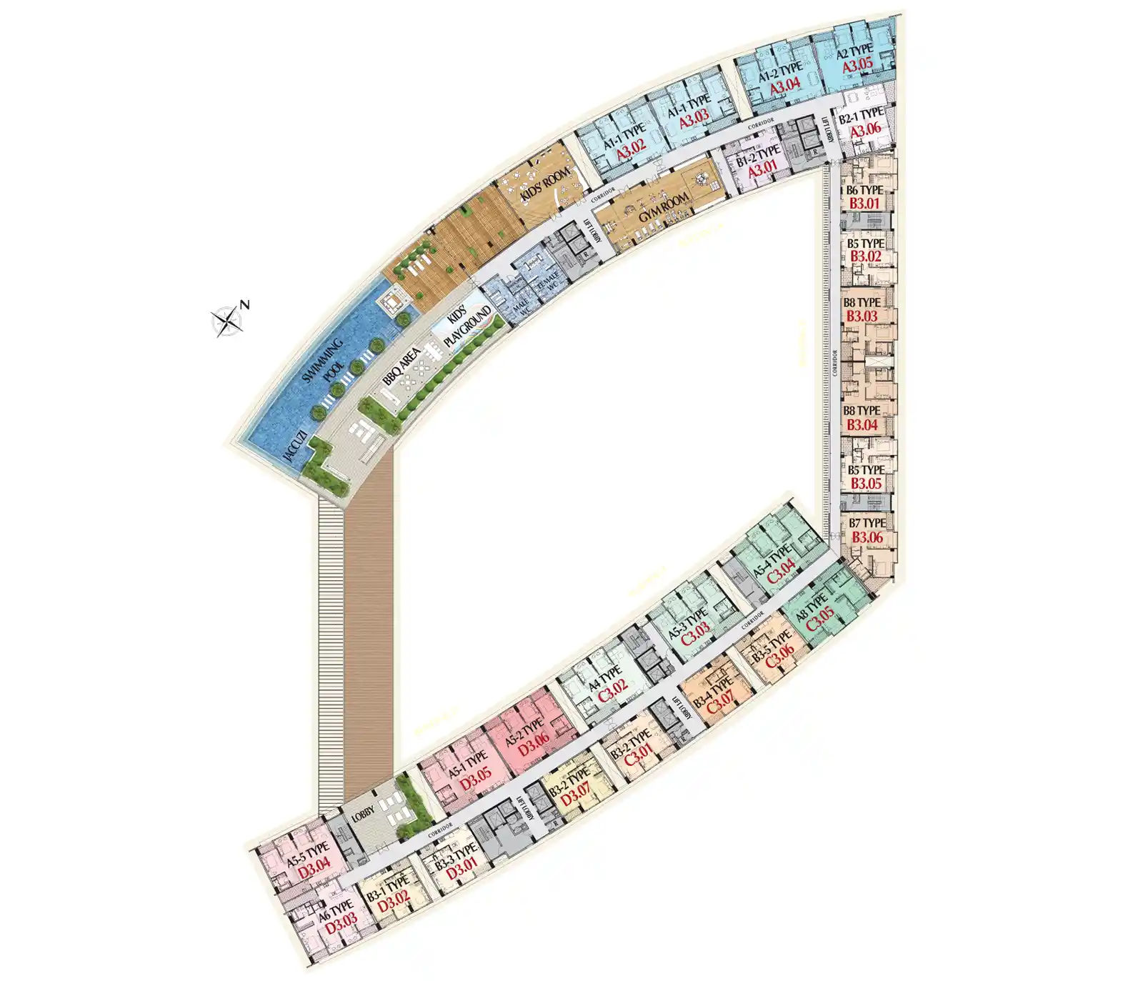 Mặt bằng Căn hộ Midtown M8 The Peak (M8A)- Tầng 4