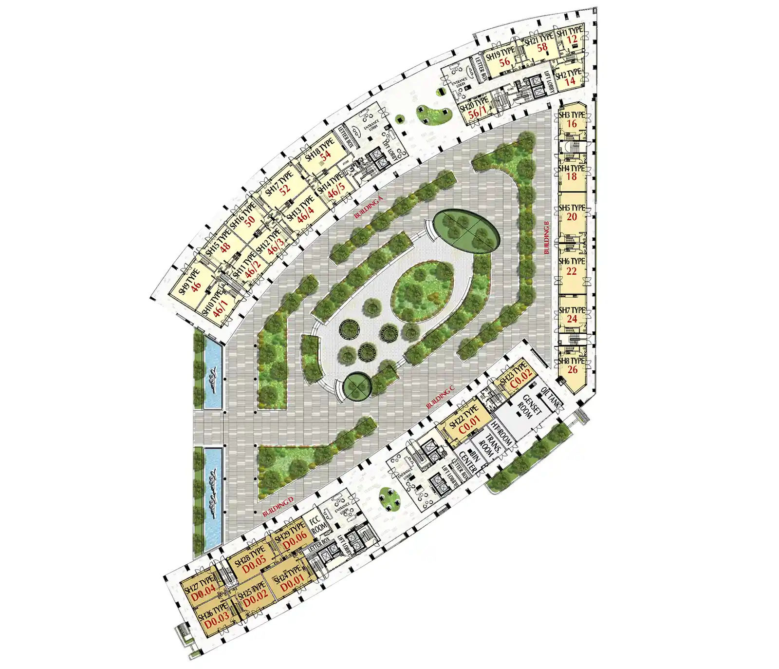 Mặt bằng Căn hộ Midtown M8 The Peak (M8A)- Tầng trệt