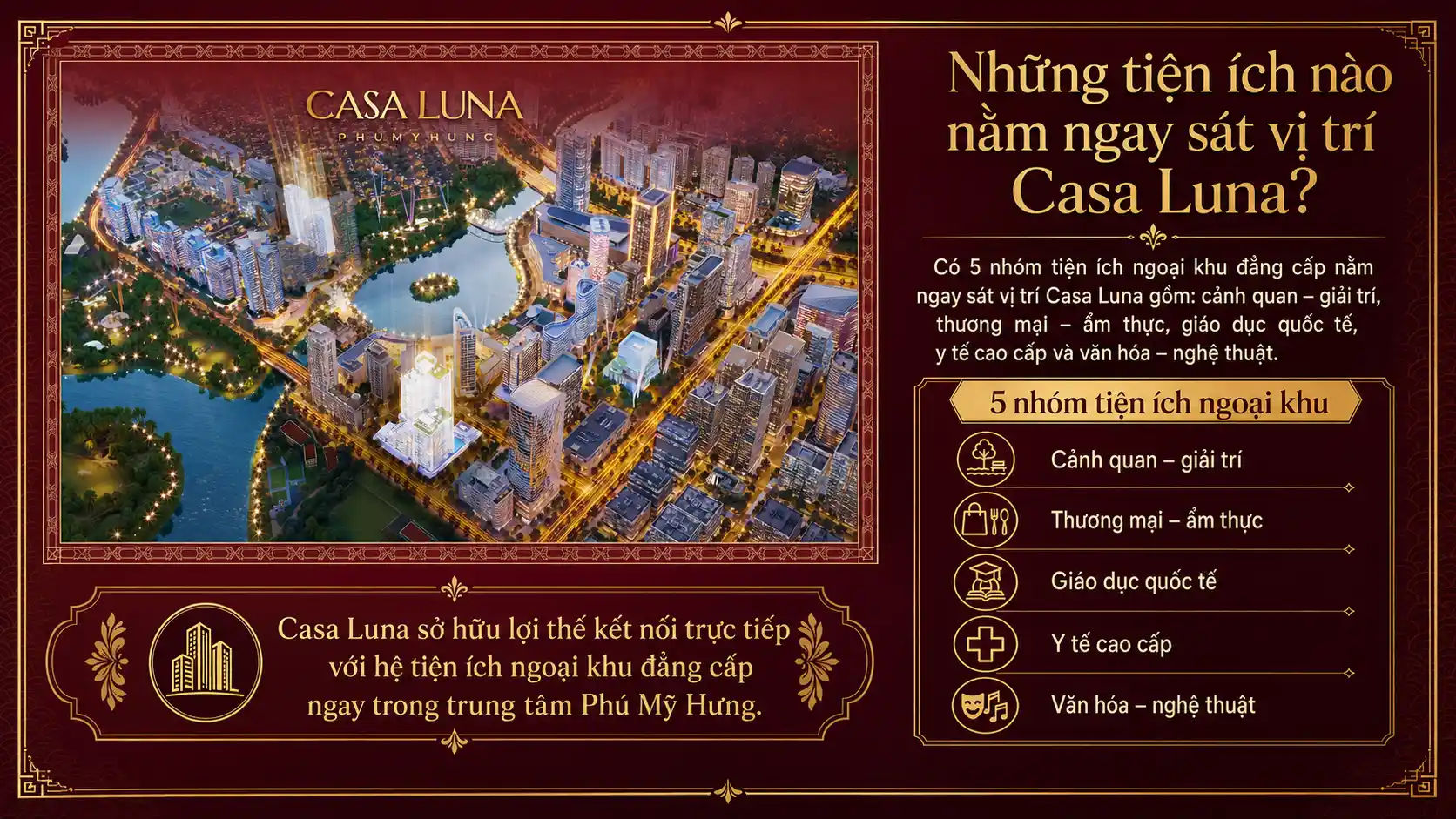 Những tiện ích nào nằm ngay sát vị trí Casa Luna