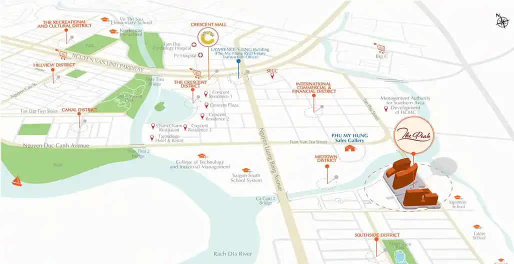 Vị trí căn hộ Midtown M8 The Peak