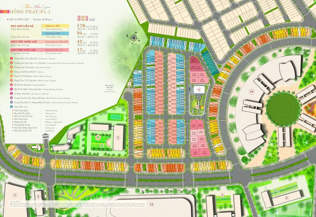 Site plan of Zone F1-1, Hồng Hạc City 