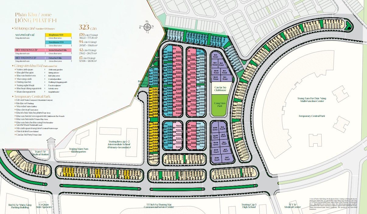 Mặt bằng phân khu Hồng Phát Zone F1-1