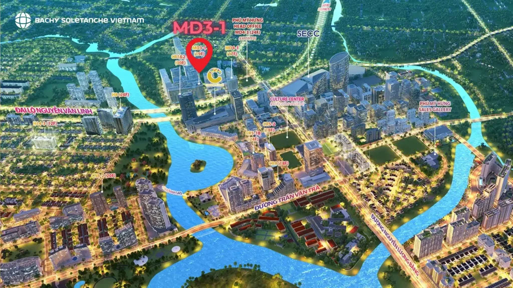 Vị trí Dự án MD3-1 Phú Mỹ Hưng, mặt tiền đường Nguyễn Văn Linh
