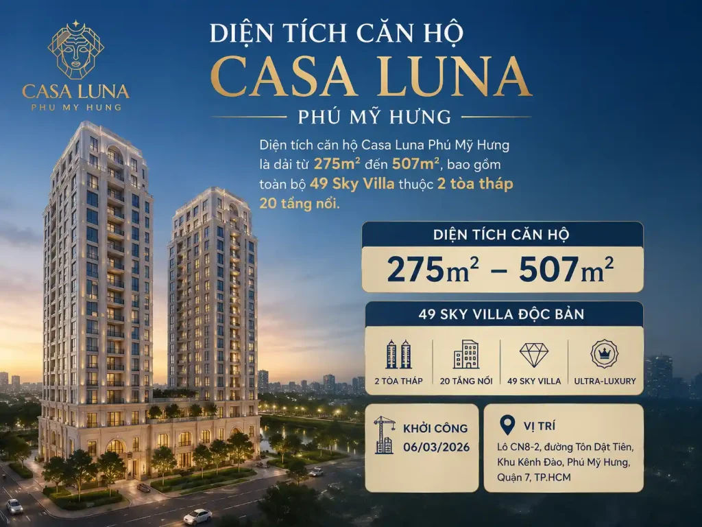Diện tích căn hộ Casa Luna Phú Mỹ Hưng