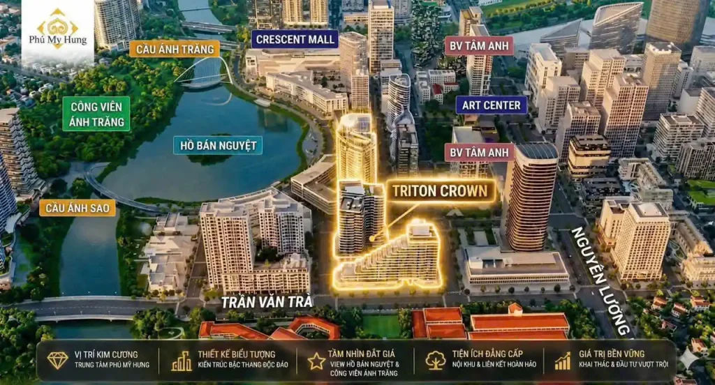 Vị trí Căn hộ Triton Crown Phú Mỹ Hưng Quận 7 liền kề Hồ Bán Nguyệt