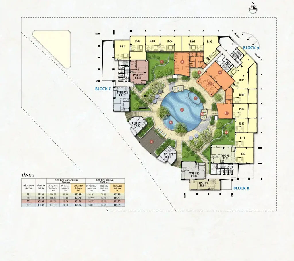 Mặt bằng Riverpark Premier Tầng 2