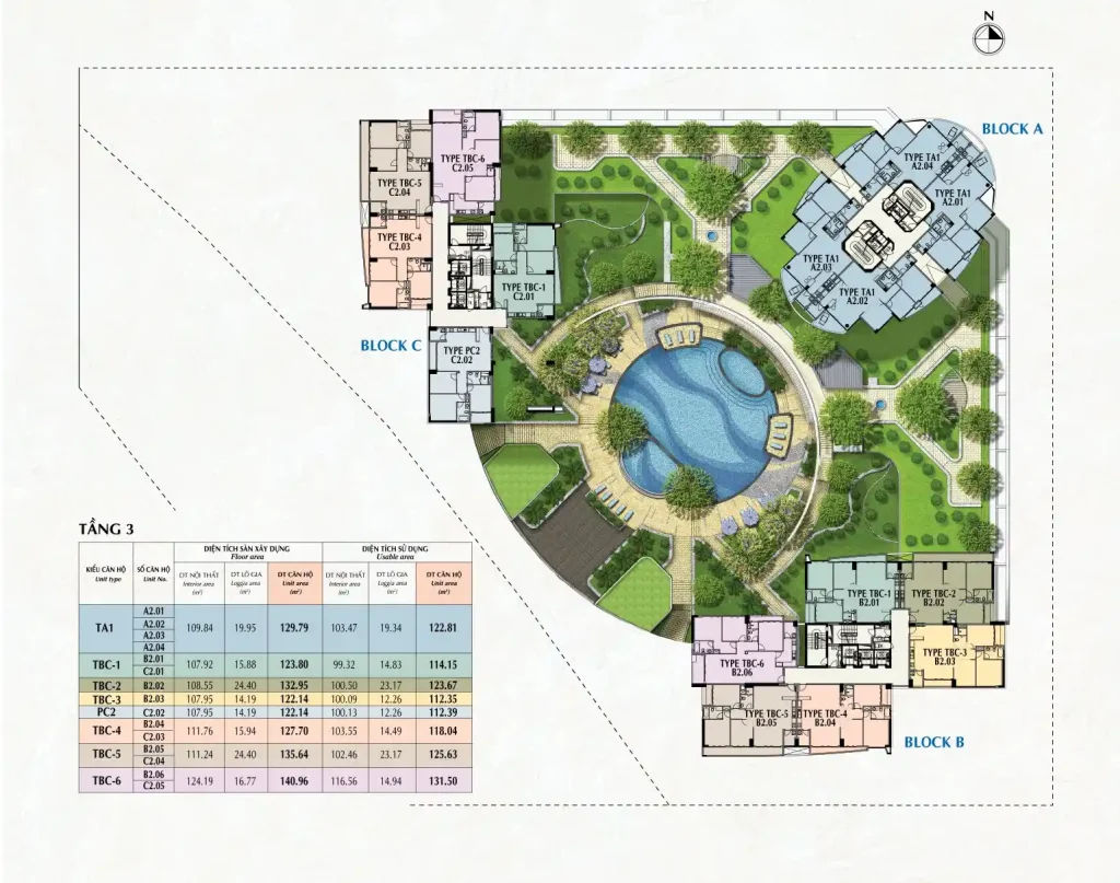 Mặt bằng Riverpark Premier tầng 3