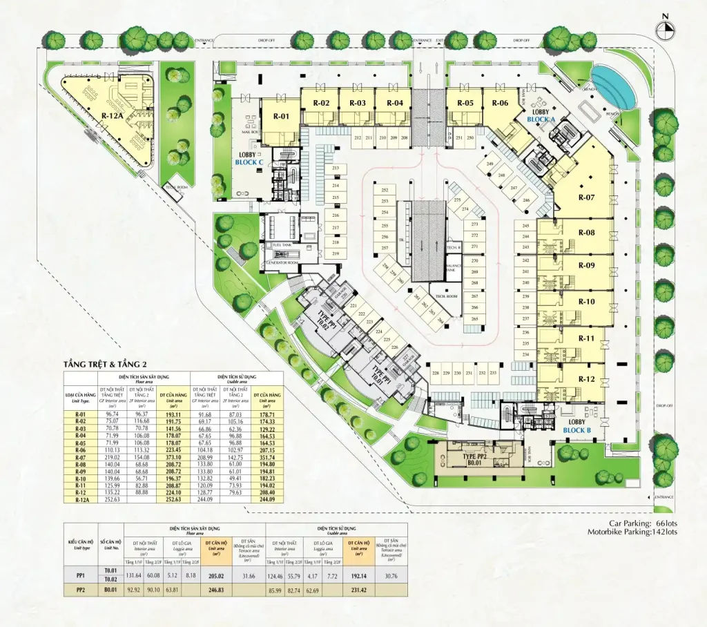 Mặt bằng Riverpark premier tầng trệt