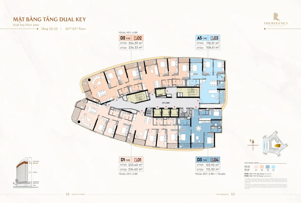 Bản vẽ mặt bằng tầng Dual Key của The Regency