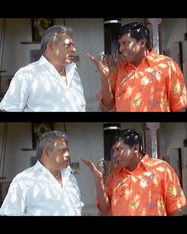 Aanai meme template with  (Vadivelu) with  (Delhi Ganesh)