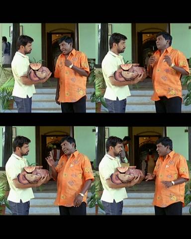 Aanai meme template with  (Arjun Sarja) with  (Vadivelu)