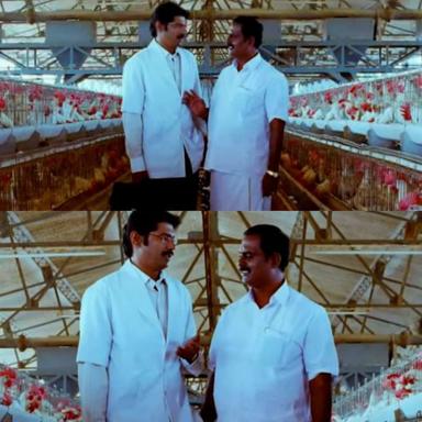 Boss Engira Baskaran meme template with Bhaskaran (Arya) with Nallathambi (Santhanam)