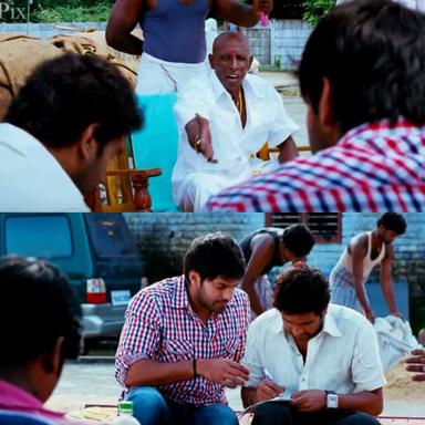 Boss Engira Baskaran meme template with Bhaskaran (Arya) with Nallathambi (Santhanam)