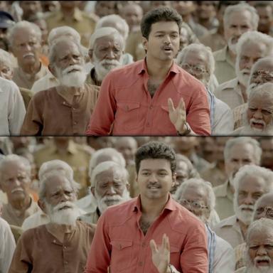 Kaththi meme template with Kathiresan / Jeevanandham (Vijay)