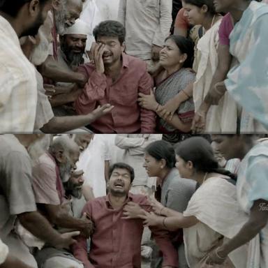 Kaththi meme template with Kathiresan / Jeevanandham (Vijay)