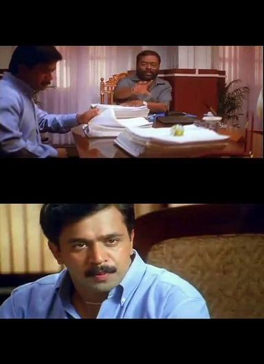 Mudhalvan meme template with Pughazhendhi Narayanan (Arjun Sarja) with Mayakrishnan (Manivannan)