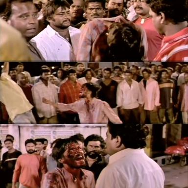 Pudhupettai meme template with Thamizhselvan (N. Azhagamperumal) with 'Kokki' Kumar (Dhanush)