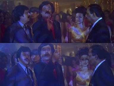 Sivaji: The Boss meme template with Sivaji Arumugam (Rajinikanth) with Arivu (Vivek)