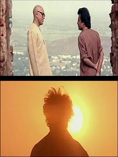 Thalapathi meme template with Surya (Rajinikanth)