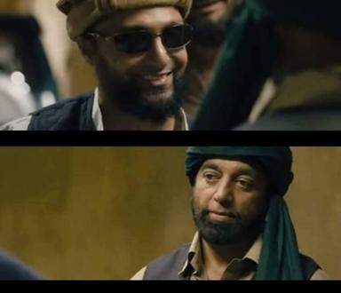 Vishwaroopam meme template with Vishwanathan / Major Wisam Ahmad Kashmiri (Kamal Haasan) with Omar Qureshi (Rahul Bose)