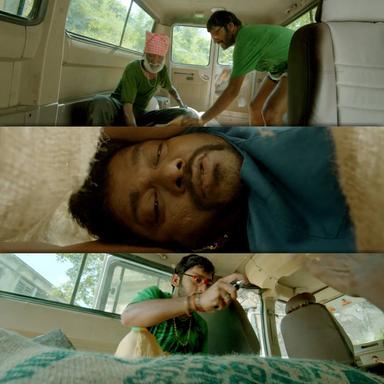 Naanum Rowdydhaan meme template with 'Pondy' Pandi (Vijay Sethupathi) with Junior Rowdy (Balaji Patturaj) with Killivalavan (R. Parthiban) with Rahul Thatha (Rahul Thatha)