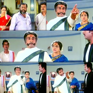 Padayappa meme template with Azhagesan (Senthil) with Padayappa (Rajinikanth)