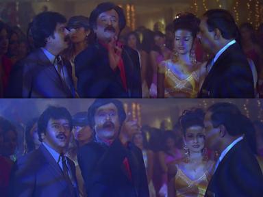 Sivaji: The Boss meme template with Sivaji Arumugam (Rajinikanth) with Arivu (Vivek)