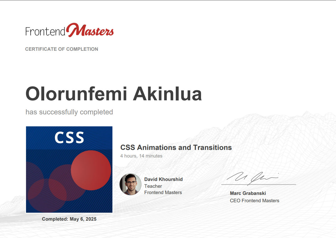 FrontendMasters CSS Animations