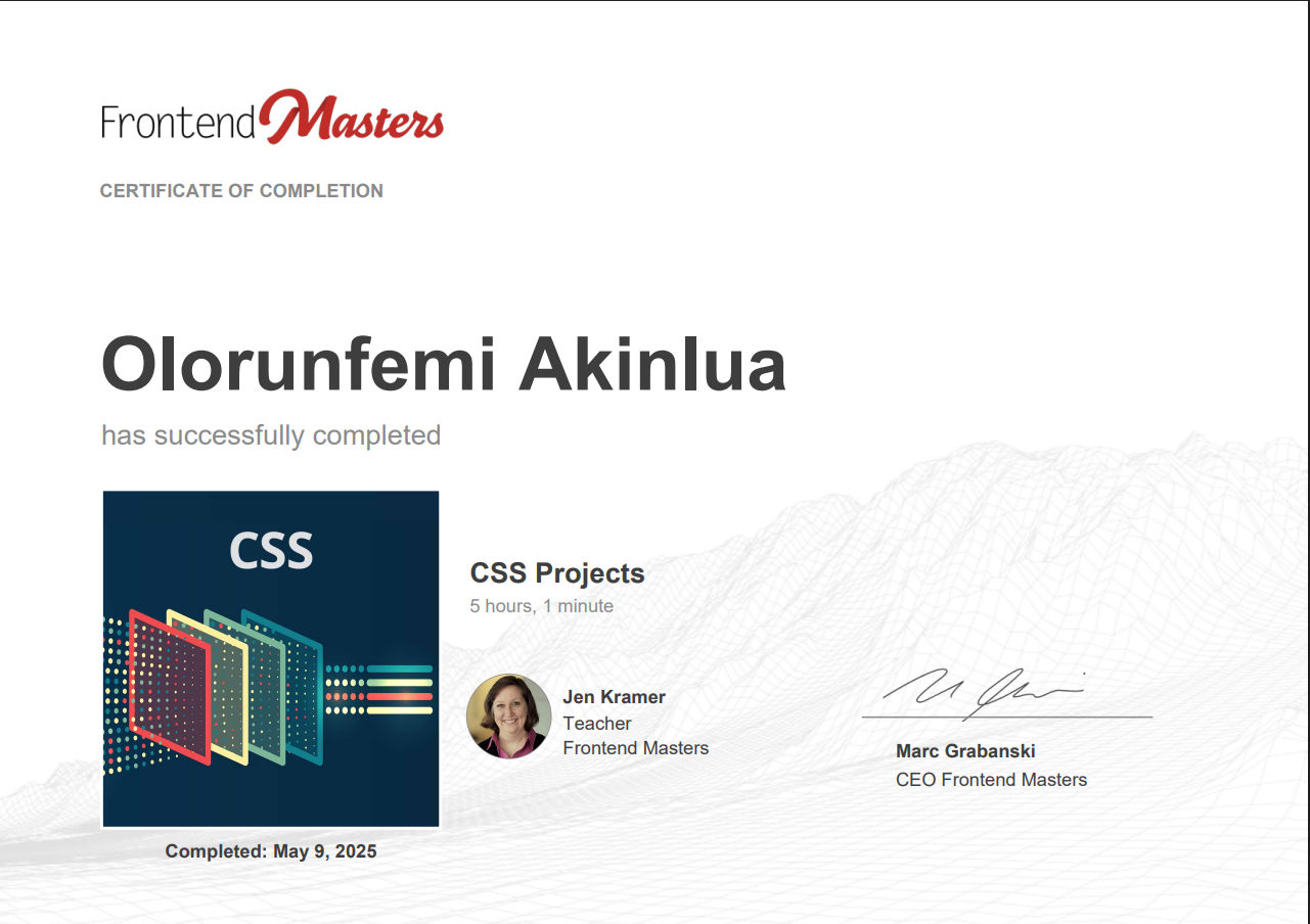 FrontendMasters CSS Projects