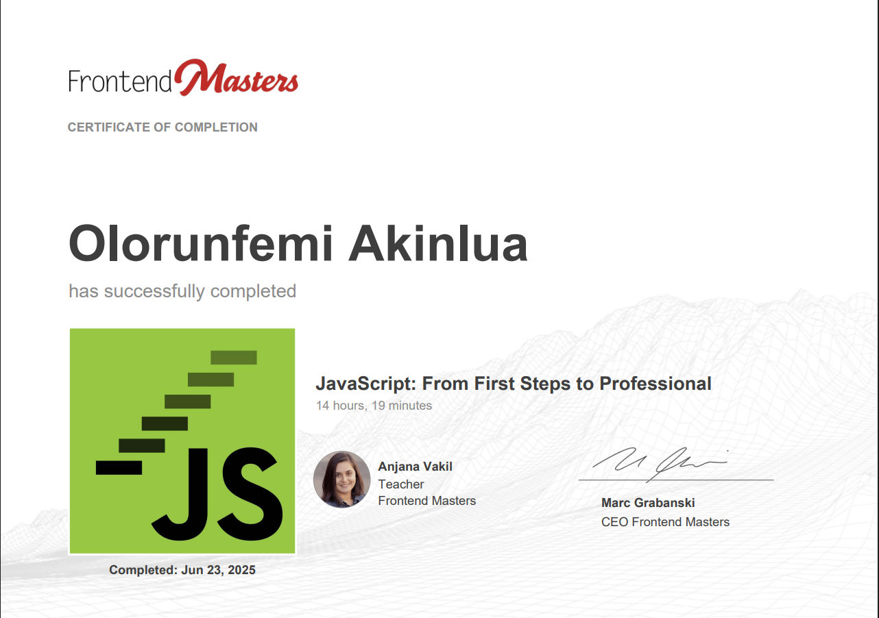 FrontendMasters JavaScript First Steps