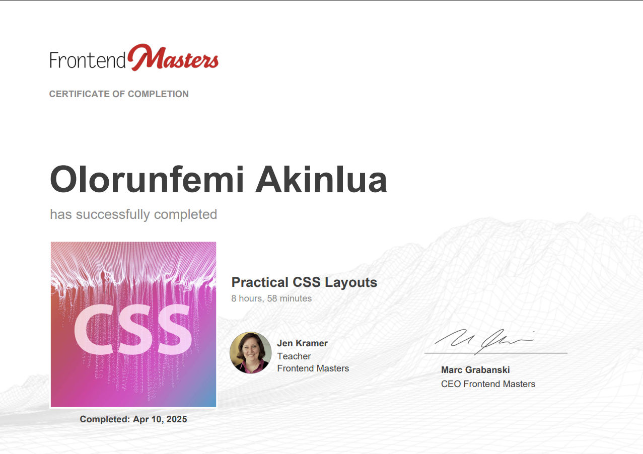 FrontendMasters Practical CSS Layouts