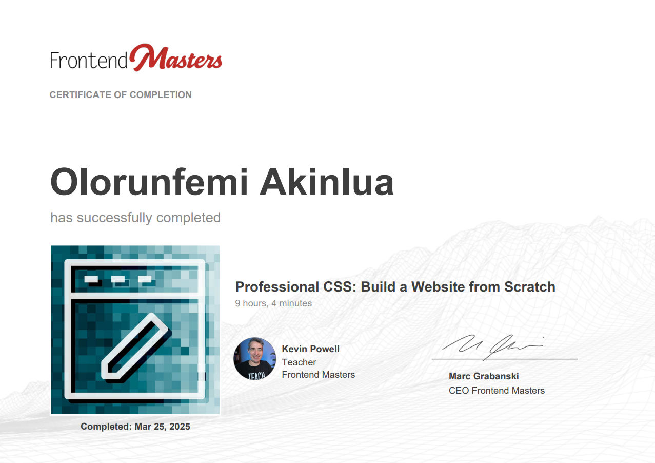 FrontendMasters Professional CSS