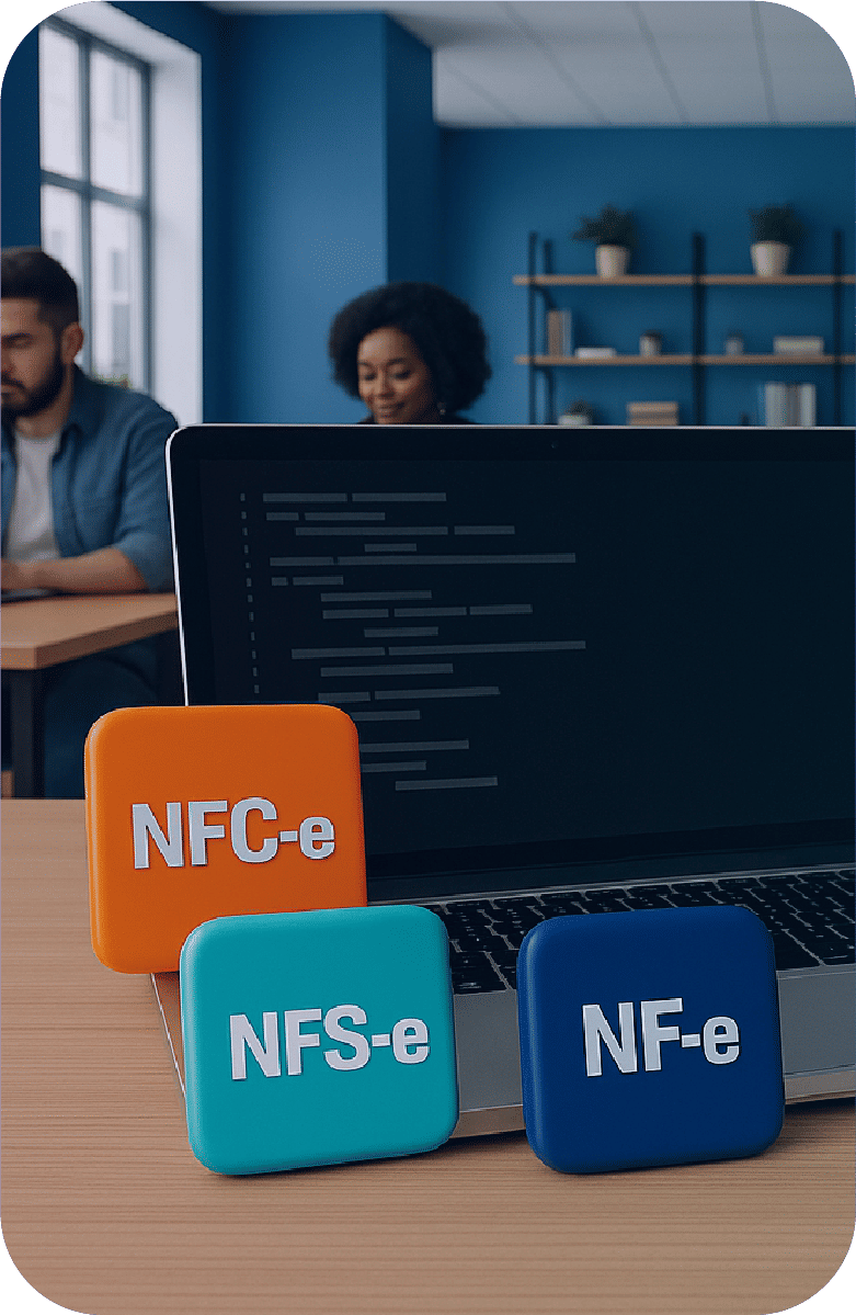 Desenvolvedor trabalhando com documentos fiscais NFe NFCe