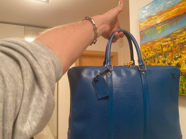 Louis Vuitton modrá kožená cestovní taška / aktovka Epi