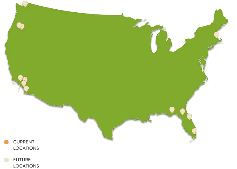 Map showing planned Need locations across the United States