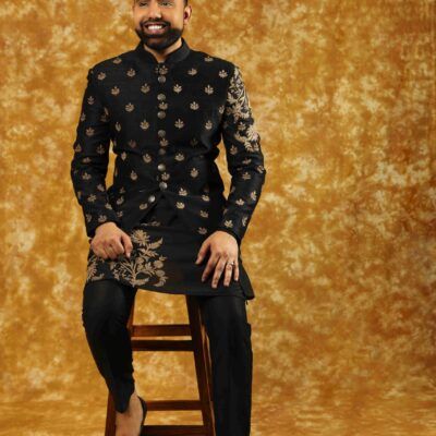 black bandhgala suit for men