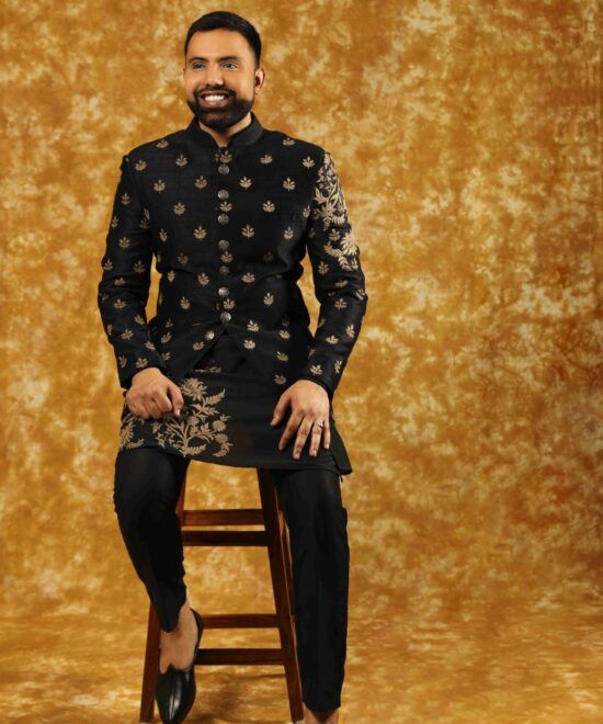 black bandhgala suit for men