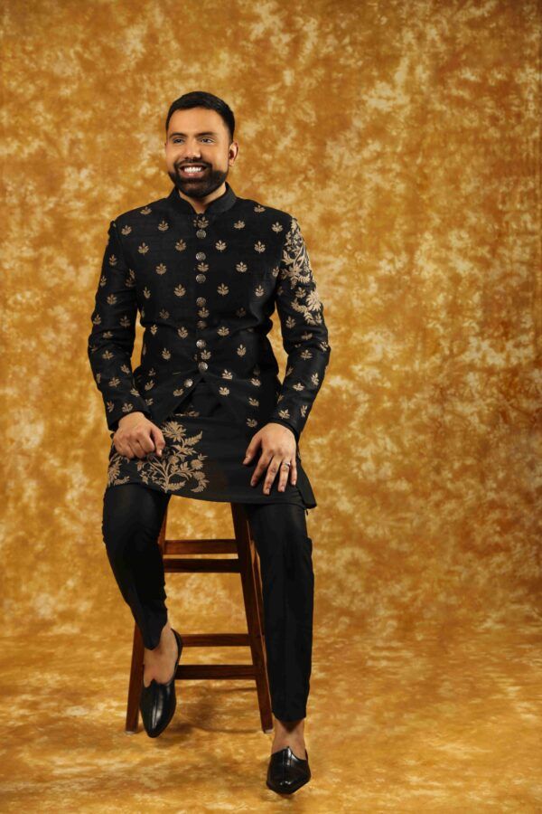 black bandhgala suit for men