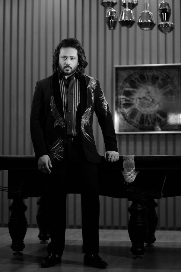 black tuxedo coat pant suit for men