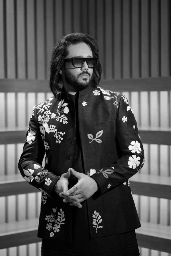 Floral Embroidered Bandhgala Suit For Men