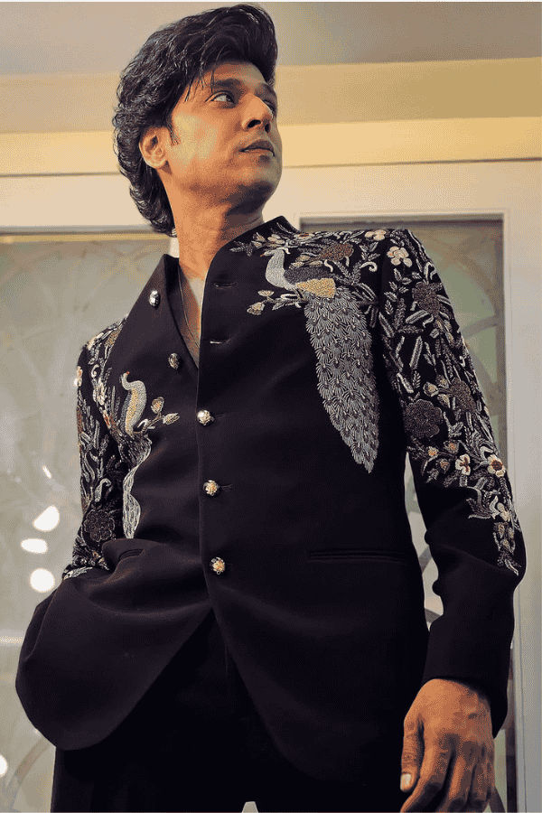 black bandhgala jodhpuri suit for men