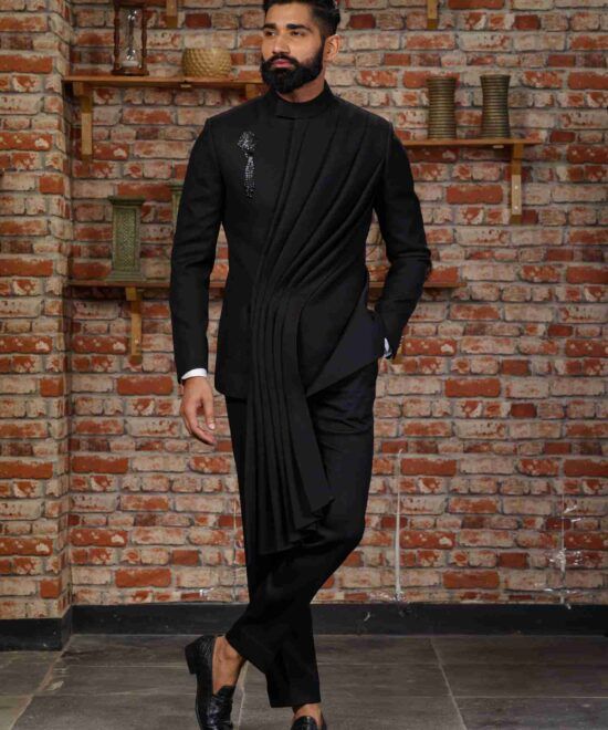 Black Bandhgala Suit for Men
