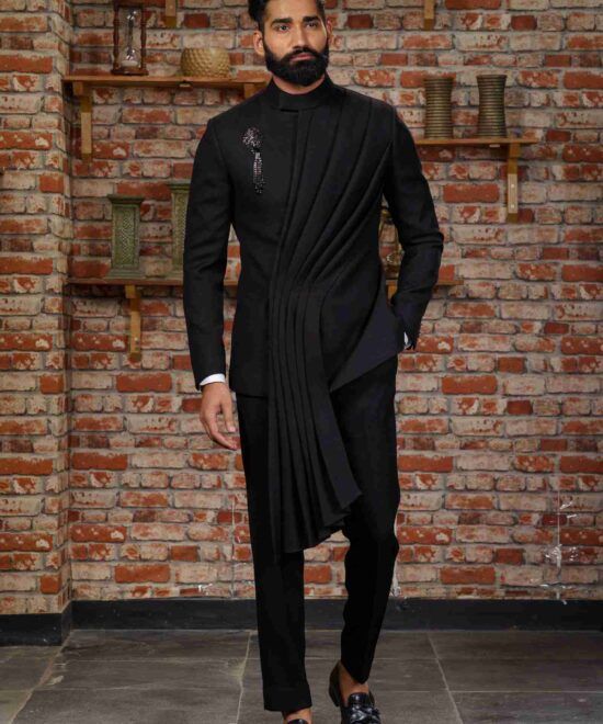 black bandhgala suit for men