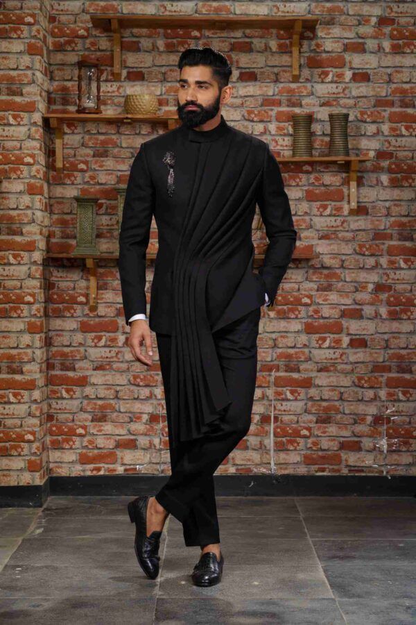 Black Bandhgala Suit for Men