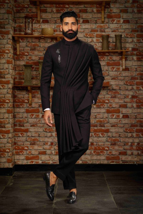 Black Bandhgala Suit for Men