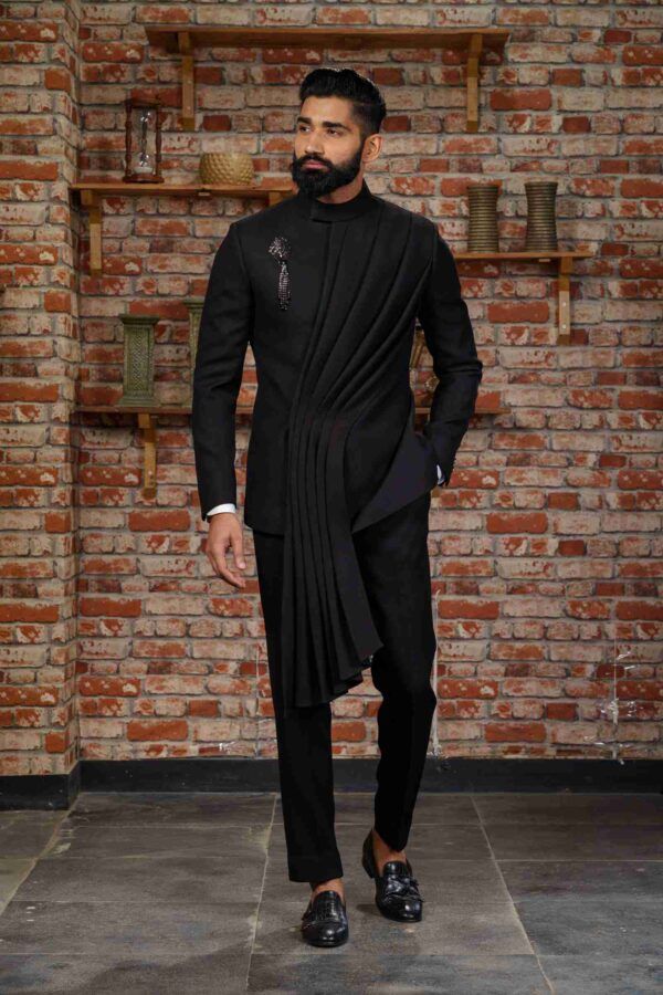 Black Bandhgala Suit for Men