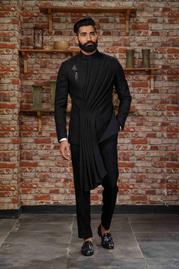 black bandhgala suit for men
