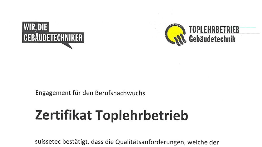 Zertifikat Toplehrbetrieb